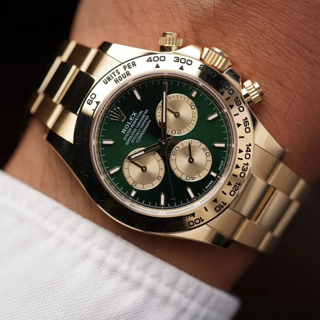 Rolex Daytona men's mirror watch, green & gold-tone dial – view 5