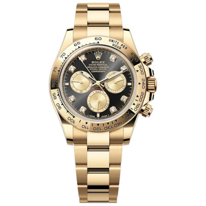 Rolex Daytona 43mm Men's Mirror Automatic Watch – Black Stone-Set Dial & Gold-Tone Stainless Steel Bracelet