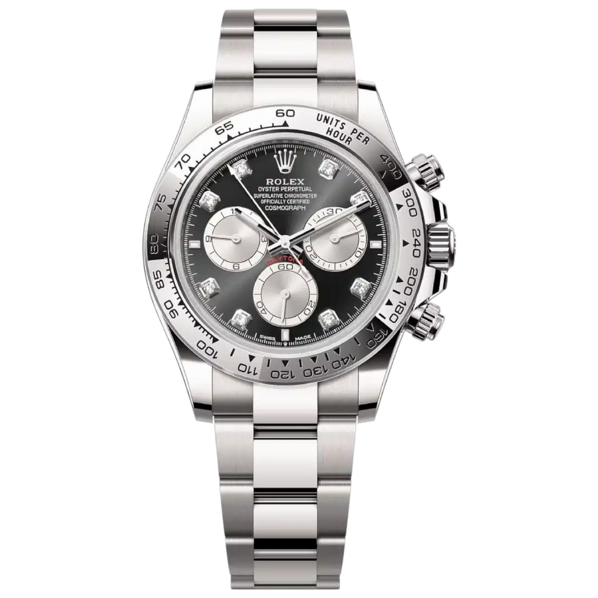 Rolex Daytona 43mm Men's Mirror Automatic Watch – Black Dial & Silver Stainless Steel Bracelet