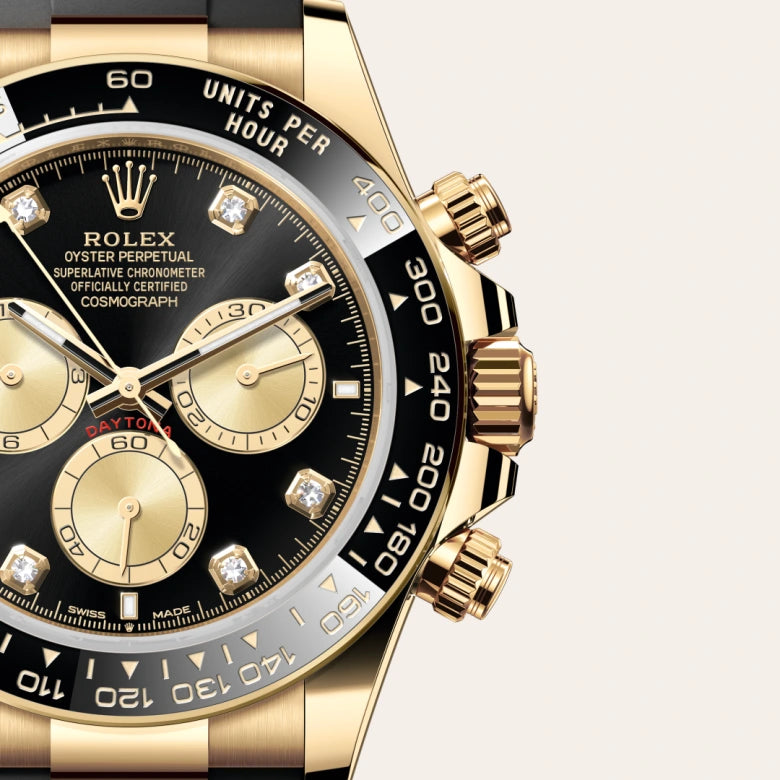 Rolex Daytona men's mirror watch, black stone-set dial – view 6