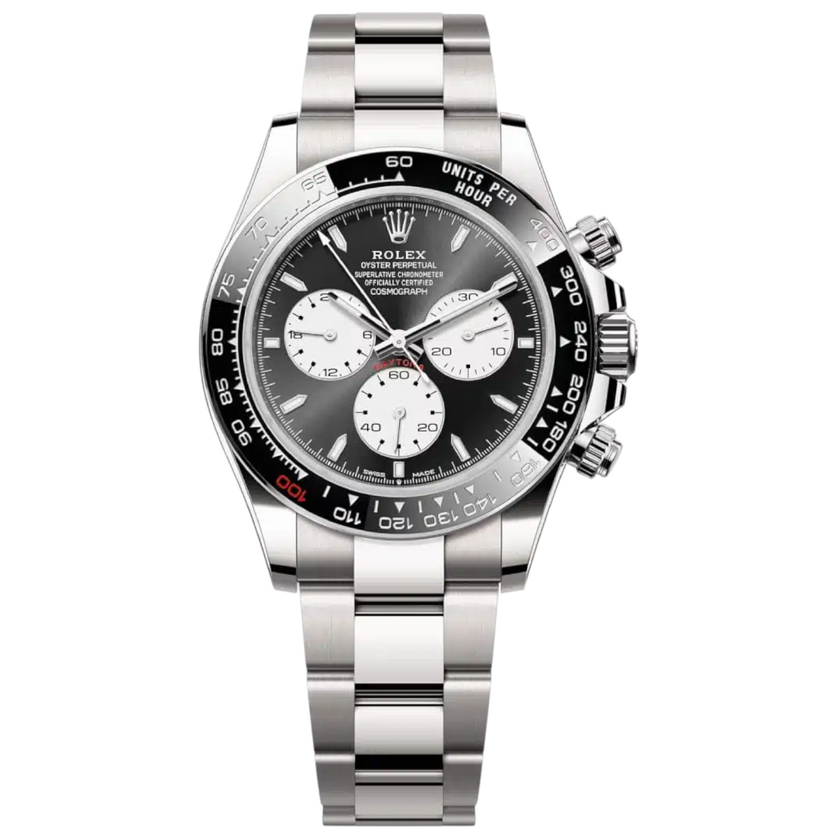 Rolex Daytona 43mm Men's Mirror Automatic Watch – Black Dial, Black Bezel & Silver Stainless Steel Bracelet