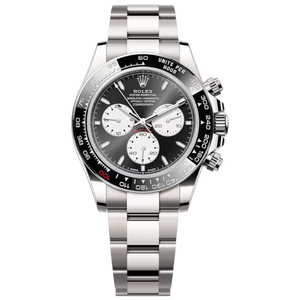 Rolex Daytona 43mm Men's Mirror Automatic Watch – Black Dial, Black Bezel & Silver Stainless Steel Bracelet