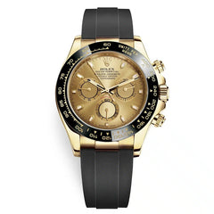 Rolex Daytona 40mm Men's Mirror Automatic Watch – Gold-Tone Dial & Black Rubber Strap