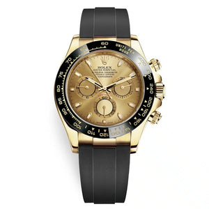 Rolex Daytona 40mm Men's Mirror Automatic Watch – Gold-Tone Dial & Black Rubber Strap