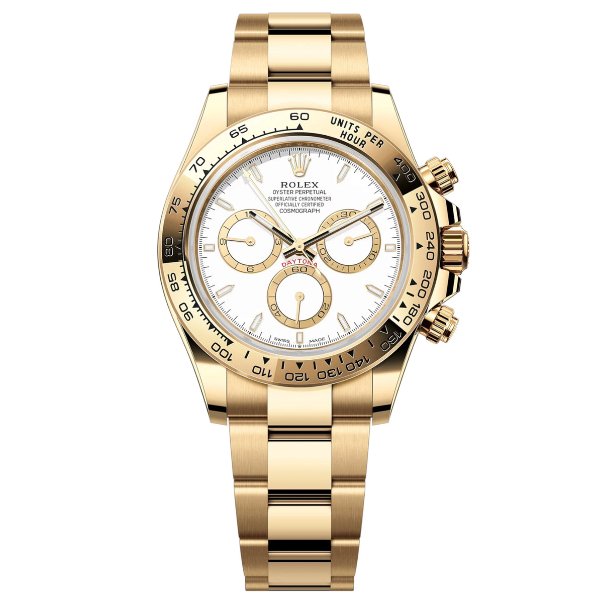 Rolex Daytona 43mm Men's Mirror Automatic Watch – White Dial & Gold-Tone Stainless Steel Bracelet