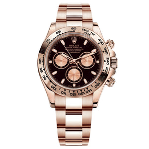 Rolex Daytona 43mm Men's Mirror Automatic Watch – Black Dial & Rose Gold-Tone Stainless Steel Bracelet