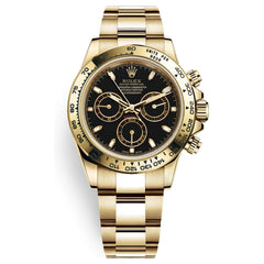 Rolex Daytona 43mm Men's Mirror Automatic Watch – Black Dial & Gold-Tone Stainless Steel Bracelet
