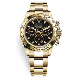 Rolex Daytona 43mm Men's Mirror Automatic Watch – Black Dial & Gold-Tone Stainless Steel Bracelet
