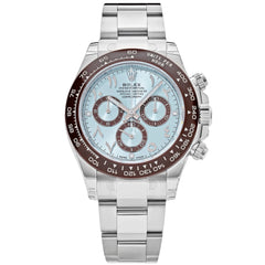 Rolex Daytona 40mm Men's Mirror Automatic Watch – Ice Blue Eastern Arabic Numeral Dial, Brown Bezel & Silver Stainless Steel Bracelet