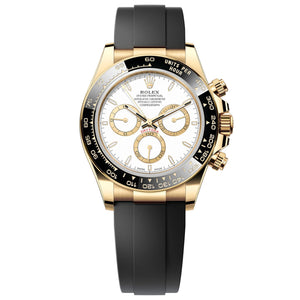 Rolex Daytona 40mm Men's Mirror Automatic Watch – White Dial, Black Bezel & Black Rubber Strap