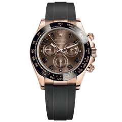 Rolex Daytona 40mm Men's Mirror Automatic Watch – Brown Dial, Rose Gold-Tone Case & Black Rubber Strap