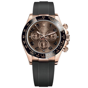 Rolex Daytona 40mm Men's Mirror Automatic Watch – Brown Dial, Rose Gold-Tone Case & Black Rubber Strap