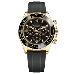 Rolex Daytona 40mm Men's Mirror Automatic Watch – Black Dial, Gold-Tone Case & Black Rubber Strap