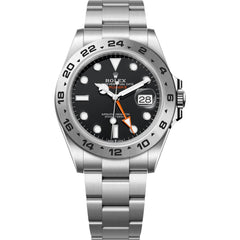 Rolex Explorer II 42mm Men's Mirror Automatic Watch – Black Dial & Silver Stainless Steel Bracelet