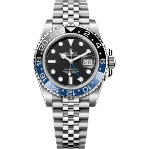 Rolex GMT-Master II 40mm Men's Mirror Automatic Watch – Black Dial, Blue & Black Bezel & Silver Stainless Steel Bracelet