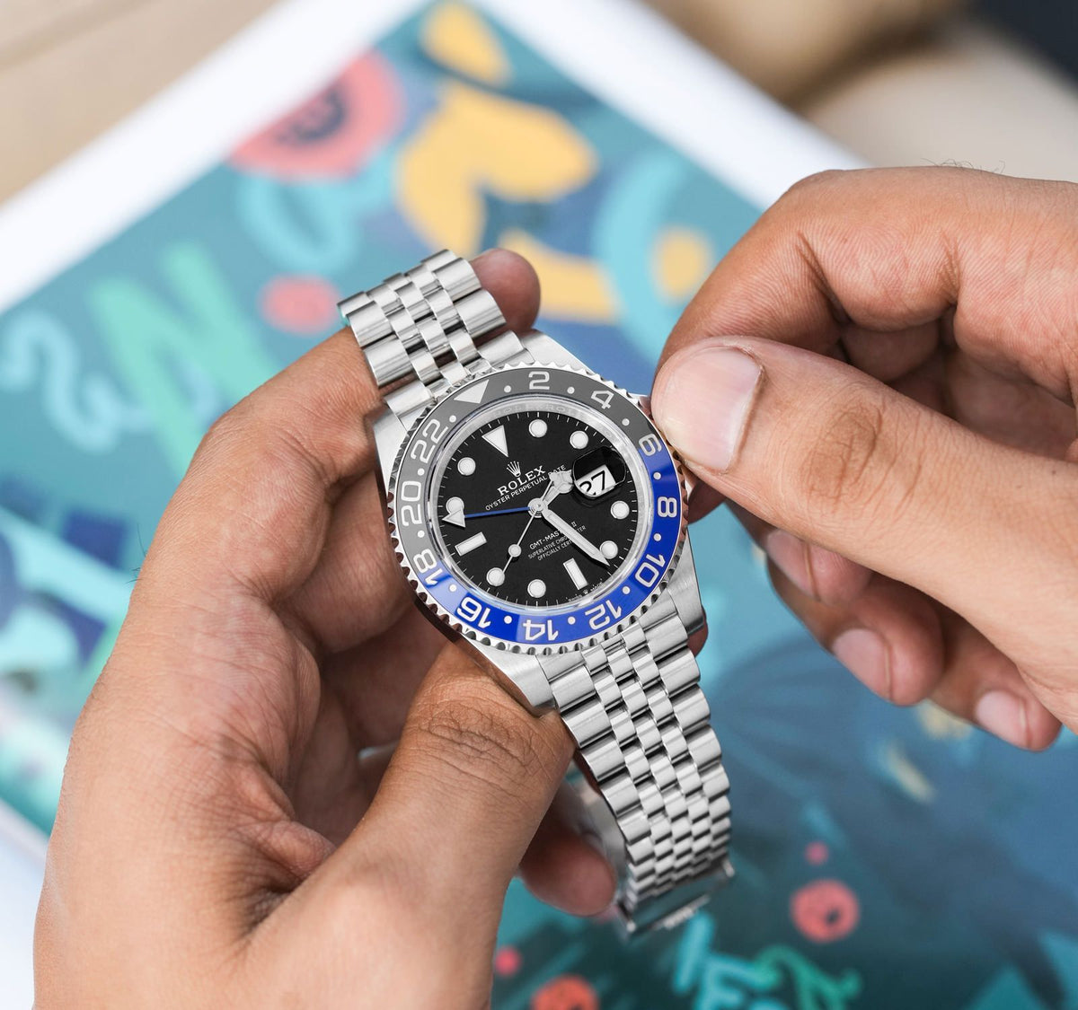 Rolex GMT-Master II men's mirror watch, black dial – view 8