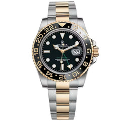 Rolex GMT-Master 40mm Men's Mirror Automatic Watch – Black Dial & Two-Tone Silver & Gold-Tone Stainless Steel Bracelet