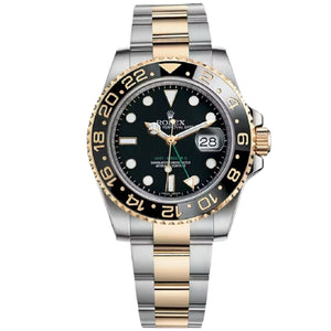 Rolex GMT-Master 40mm Men's Mirror Automatic Watch – Black Dial & Two-Tone Silver & Gold-Tone Stainless Steel Bracelet