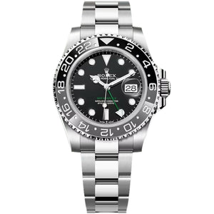 Rolex GMT-Master 40mm Men's Mirror Automatic Watch – Black Dial, Gray & Black Bezel & Silver Stainless Steel Bracelet