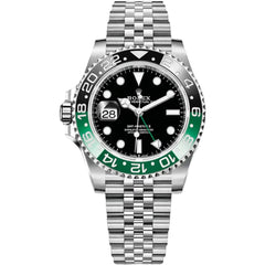 Rolex GMT-Master 40mm Men's Mirror Automatic Watch – Black Dial, Green & Black Bezel & Silver Stainless Steel Bracelet