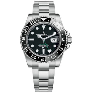 Rolex GMT-Master II 40mm Men's Mirror Automatic Watch – Black Dial & Silver Stainless Steel Bracelet
