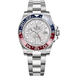Rolex GMT-Master 40mm Men's Mirror Automatic Watch – Silver Dial, Blue & Red Bezel & Silver Stainless Steel Bracelet