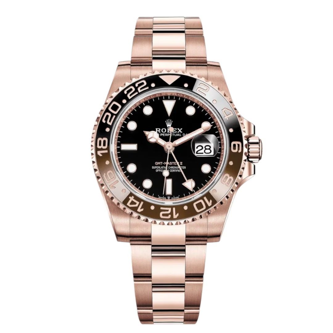 Rolex GMT-Master II 40mm Men's Mirror Automatic Watch – Black Dial & Rose Gold-Tone Stainless Steel Bracelet
