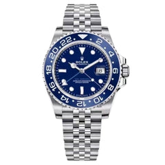 Rolex GMT-Master 40mm Men's Mirror Automatic Watch – Blue Dial, Blue Bezel & Silver Stainless Steel Five-Link Bracelet
