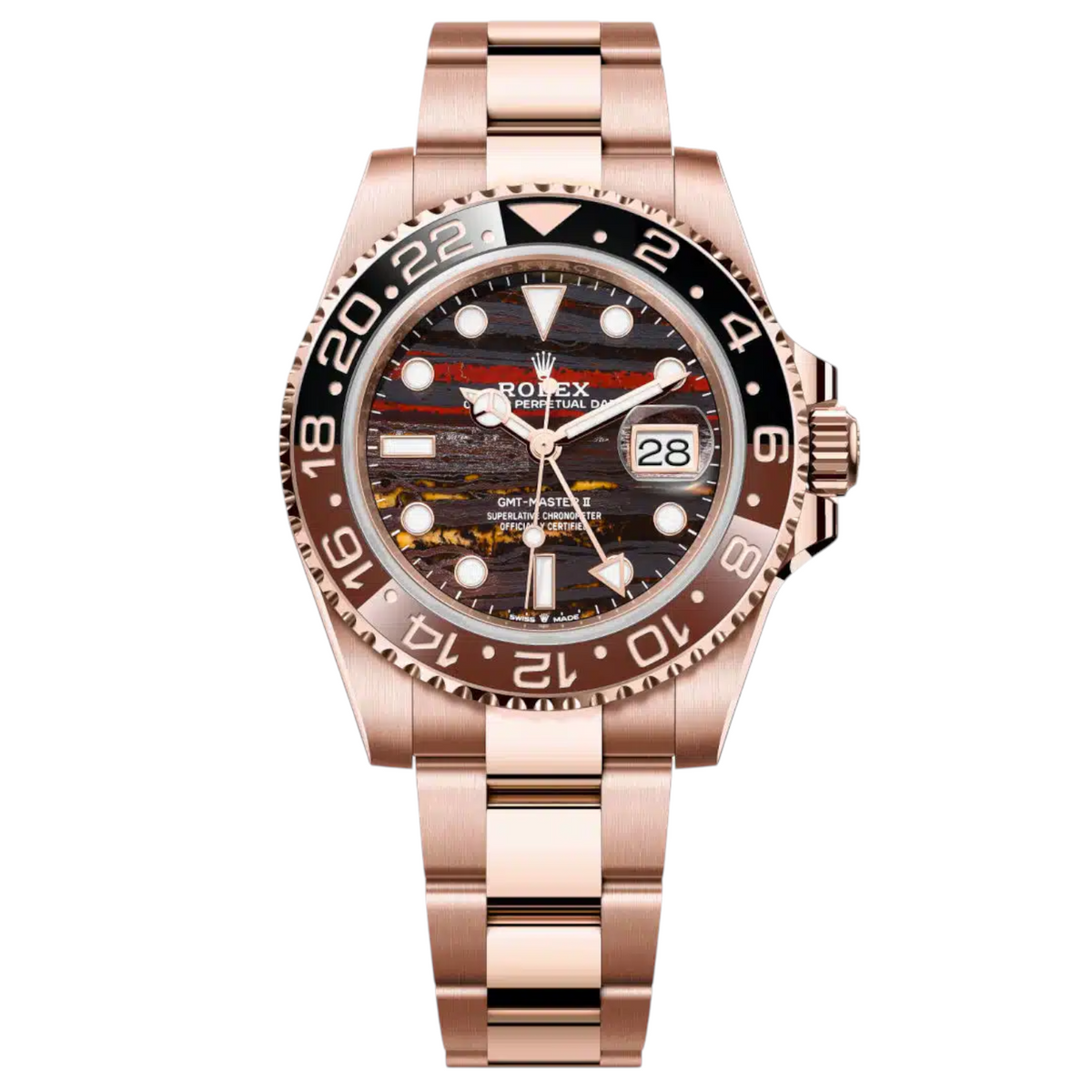 Rolex GMT-Master II 40mm Men's Mirror Automatic Watch – Copper Dial, Brown & Black Bezel & Rose Gold-Tone Stainless Steel Bracelet