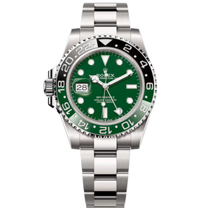 Rolex GMT-Master 40mm Men's Mirror Automatic Watch – Green Dial & Silver Stainless Steel Bracelet