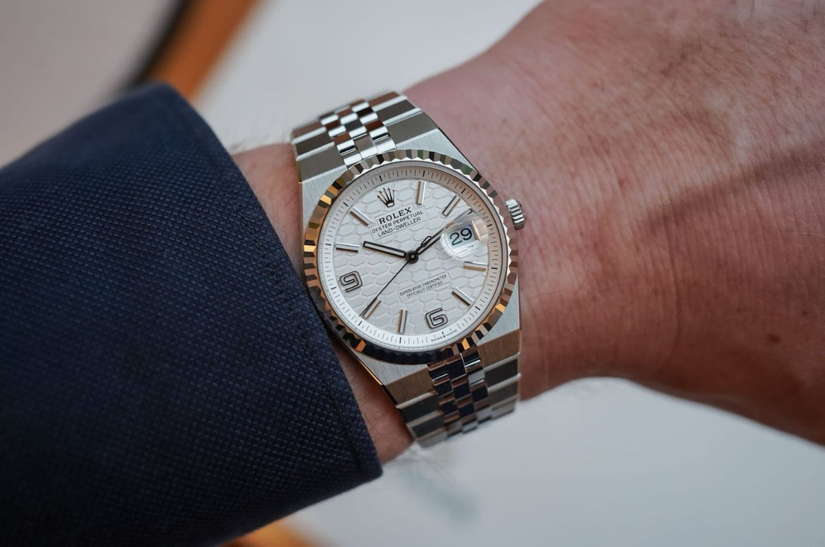 Rolex Land-Dweller men's mirror watch, white dial, silver stainless steel bracelet – view 5