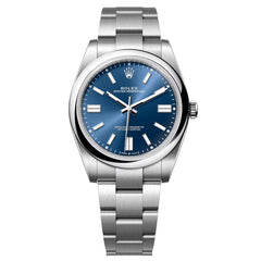 Rolex Oyster Perpetual 41mm Men's Mirror Automatic Watch – Blue Dial & Silver Stainless Steel Bracelet