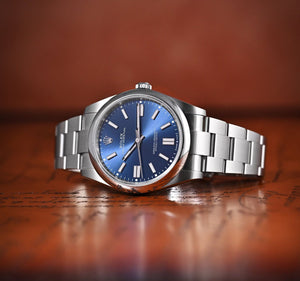Rolex Oyster Perpetual men's mirror watch, blue dial – view 12