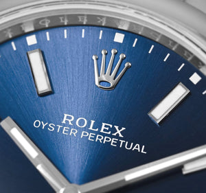 Rolex Oyster Perpetual men's mirror watch, blue dial – view 2
