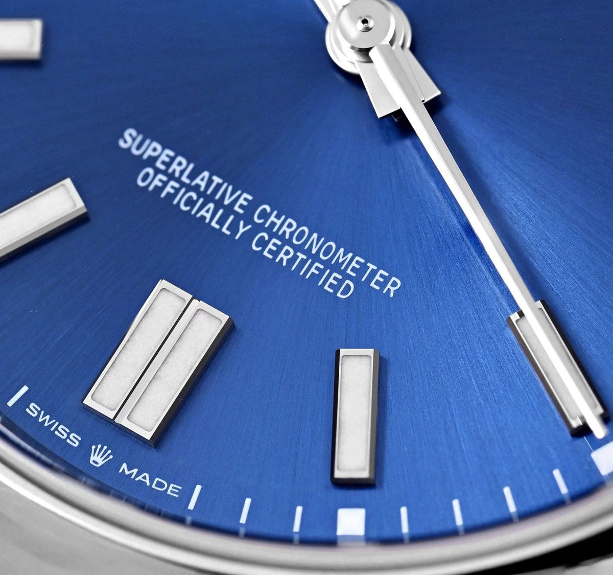Rolex Oyster Perpetual men's mirror watch, blue dial – view 3