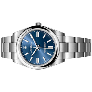 Rolex Oyster Perpetual men's mirror watch, blue dial – view 4
