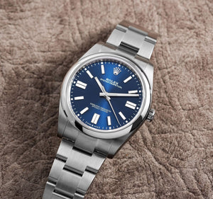 Rolex Oyster Perpetual men's mirror watch, blue dial – view 9