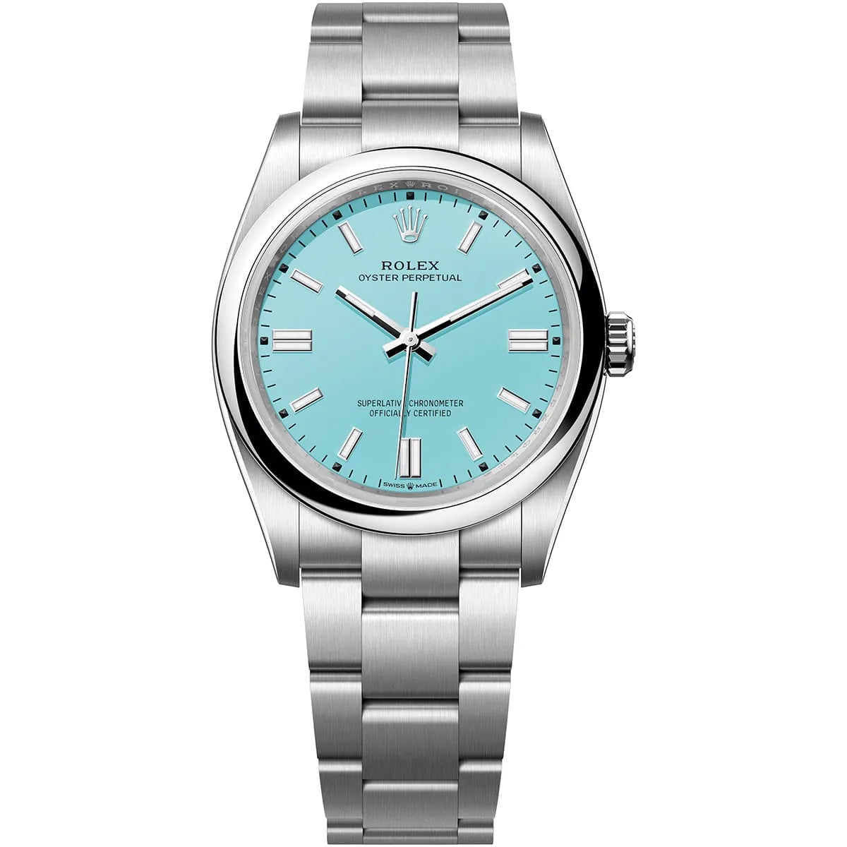 Rolex Oyster Perpetual 41mm men's mirror watch, turquoise blue dial – view 2