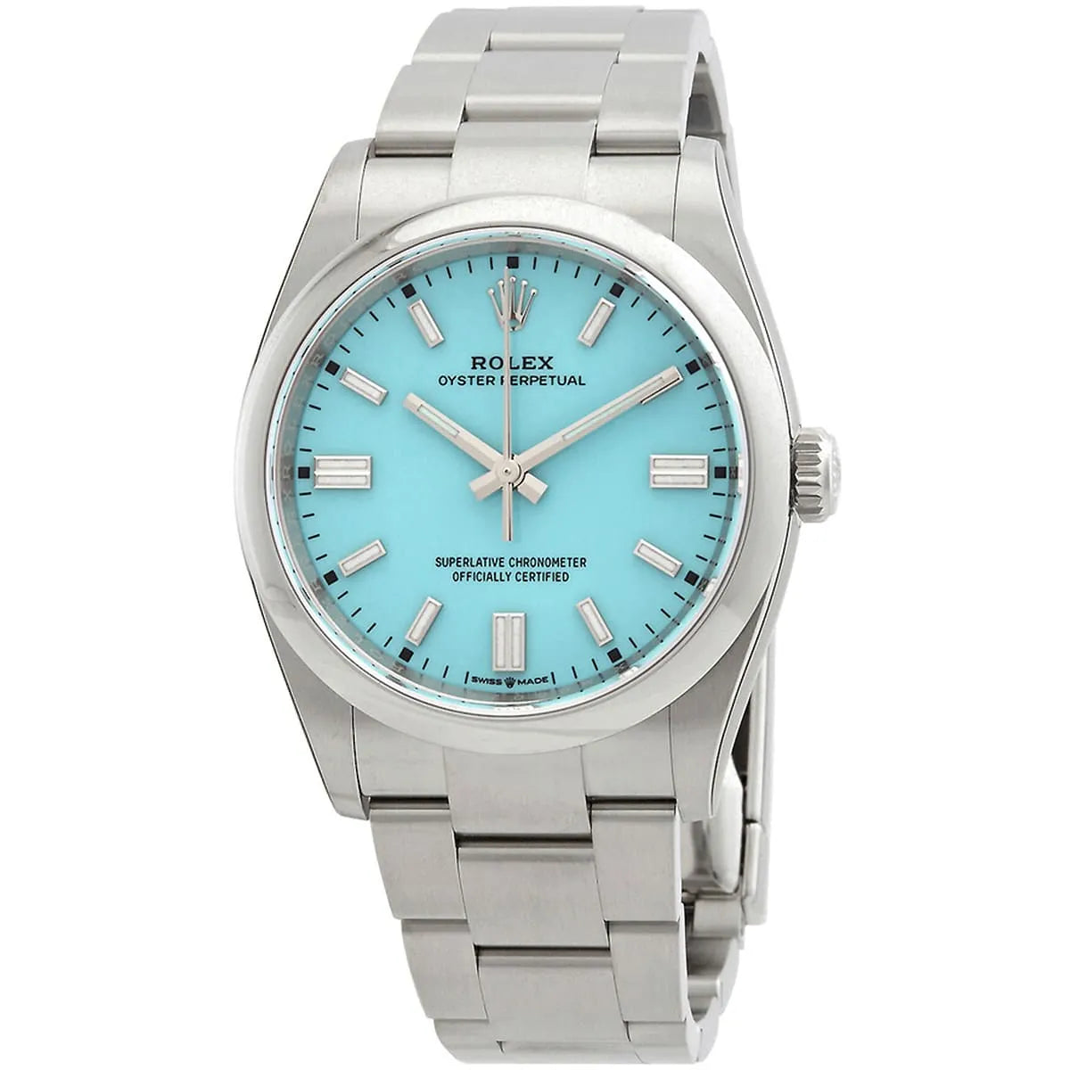 Rolex Oyster Perpetual 41mm men's mirror watch, turquoise blue dial – view 3