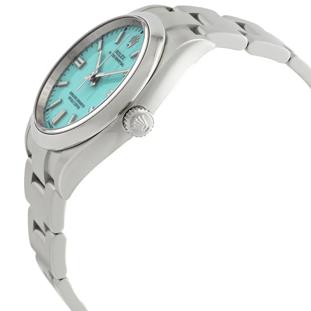 Rolex Oyster Perpetual 41mm men's mirror watch, turquoise blue dial – view 4