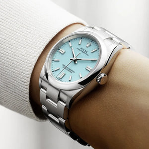 Rolex Oyster Perpetual 41mm men's mirror watch, turquoise blue dial – view 8