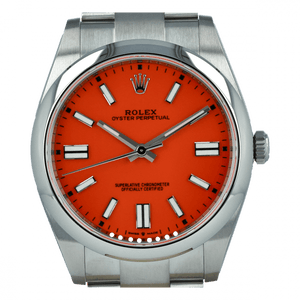 Rolex Oyster Perpetual men's mirror watch, red dial – view 2