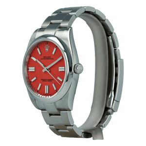 Rolex Oyster Perpetual men's mirror watch, red dial – view 3