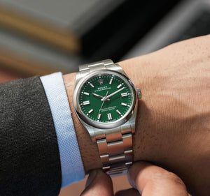 Rolex Oyster Perpetual men's mirror watch, green dial – view 10
