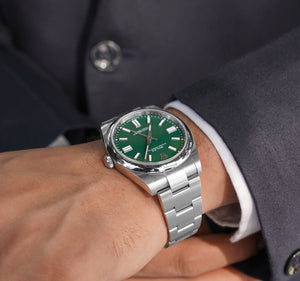 Rolex Oyster Perpetual men's mirror watch, green dial – view 11