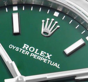 Rolex Oyster Perpetual men's mirror watch, green dial – view 2