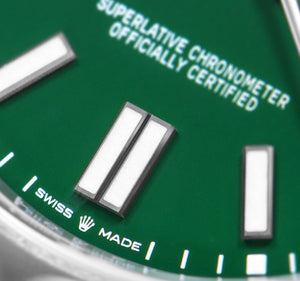 Rolex Oyster Perpetual men's mirror watch, green dial – view 4