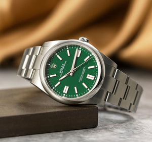 Rolex Oyster Perpetual men's mirror watch, green dial – view 7