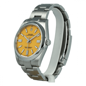 Rolex Oyster Perpetual men's mirror watch, yellow dial – view 2