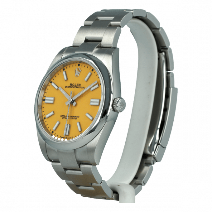 Rolex Oyster Perpetual men's mirror watch, yellow dial – view 2